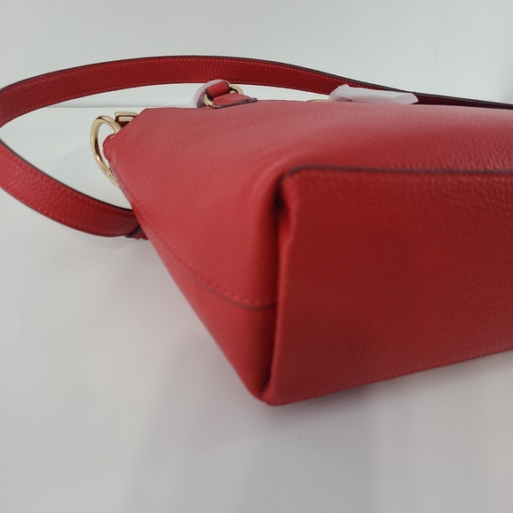 Coach Pebbled Leather Remi Satchel Crossbody NWT Electric Red Goldtone Handbag - Picture 10 of 14